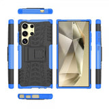 Samsung Galaxy S24 Ultra Cover Dækmønster Stativfunktion Blå