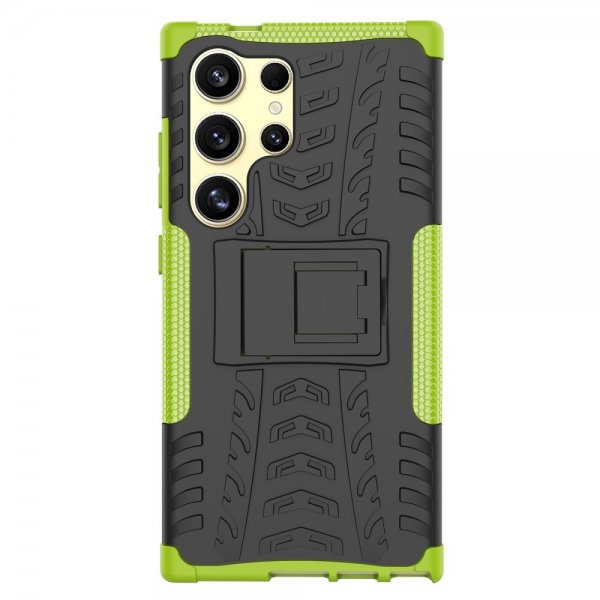 Samsung Galaxy S24 Ultra Cover Dækmønster Stativfunktion Grøn
