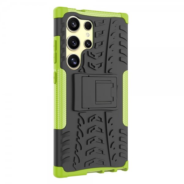 Samsung Galaxy S24 Ultra Cover Dækmønster Stativfunktion Grøn