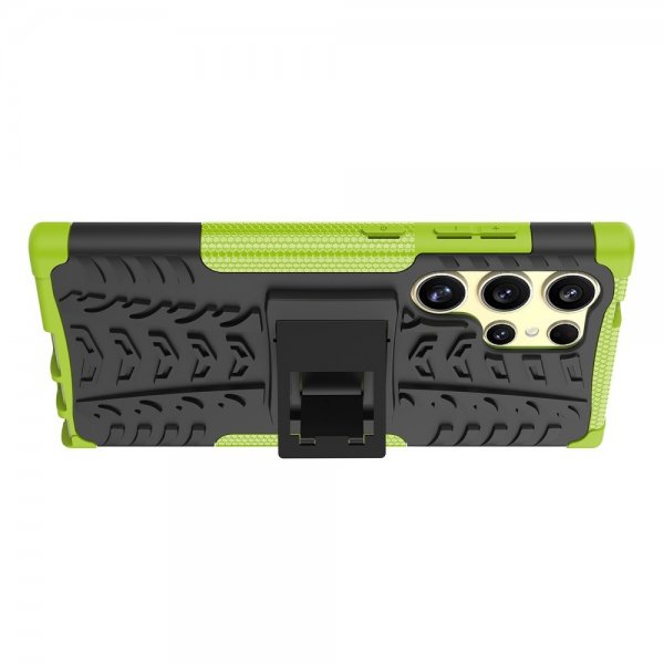 Samsung Galaxy S24 Ultra Cover Dækmønster Stativfunktion Grøn