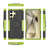Samsung Galaxy S24 Ultra Cover Dækmønster Stativfunktion Grøn