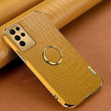 Samsung Galaxy S24 Ultra Cover Krokodillemønster Fingerring Gul