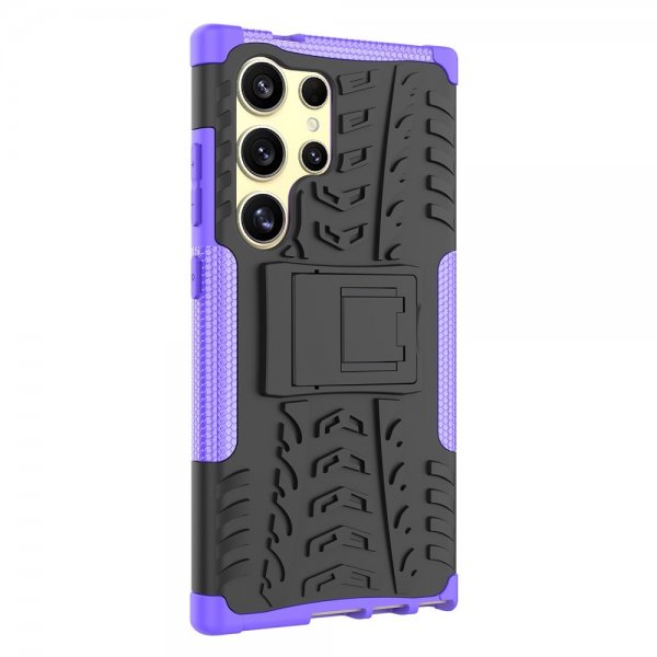 Samsung Galaxy S24 Ultra Cover Dækmønster Stativfunktion Lilla