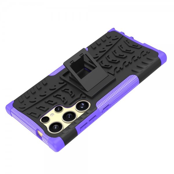 Samsung Galaxy S24 Ultra Cover Dækmønster Stativfunktion Lilla