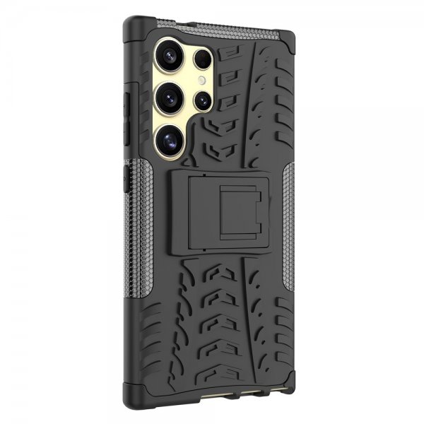 Samsung Galaxy S24 Ultra Cover Dækmønster Stativfunktion Sort