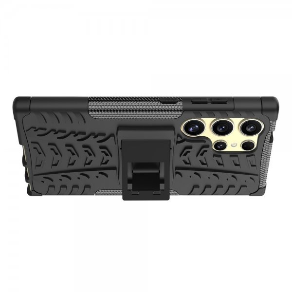 Samsung Galaxy S24 Ultra Cover Dækmønster Stativfunktion Sort