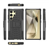 Samsung Galaxy S24 Ultra Cover Dækmønster Stativfunktion Sort