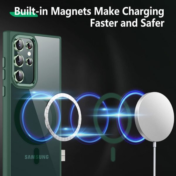 Samsung Galaxy S24 Ultra Cover Farvet Kant MagSafe Grøn