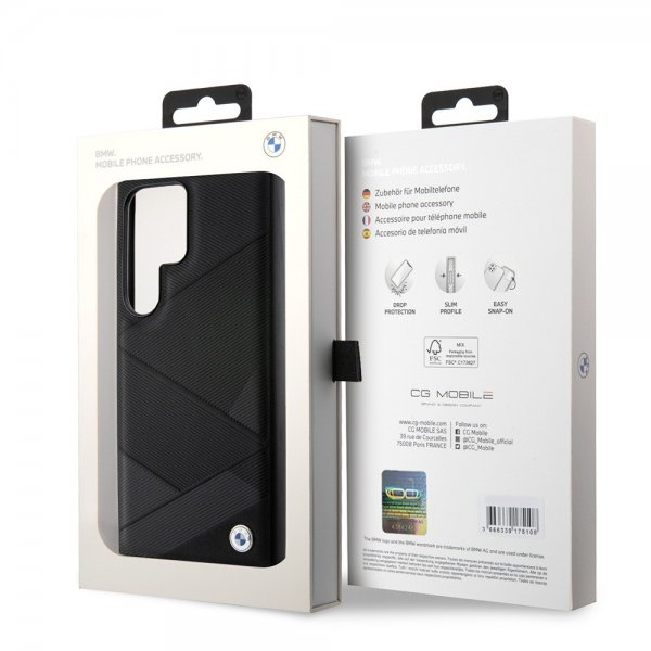 BMW Samsung Galaxy S24 Ultra Cover Ægte Læder Tekstureret Sort