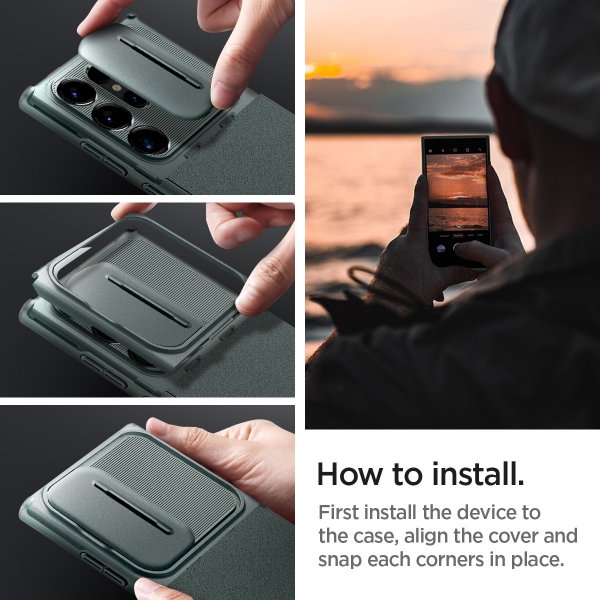 Spigen Samsung Galaxy S24 Ultra Cover Optik Armor Abyss Green