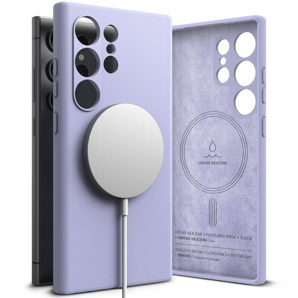 Ringke Samsung Galaxy S24 Ultra Cover Silicone Magnetic Lavender