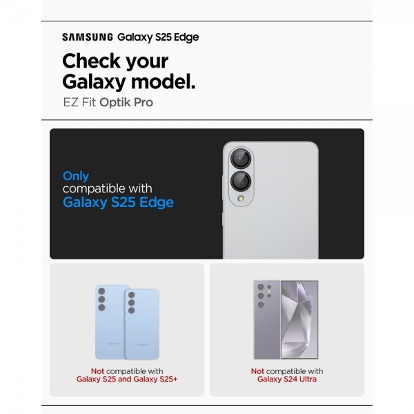 Spigen Samsung Galaxy S25 Edge Kamerabeskyttelse GLAS.tR EZ Fit Optik Pro 2-pak