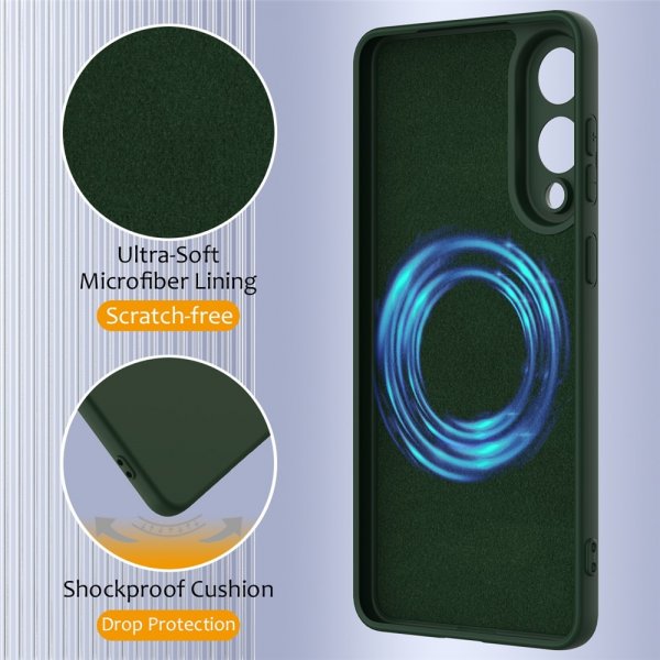 Samsung Galaxy S25 Edge Cover med Strop Silikone MagSafe Mørkegrøn