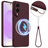 Samsung Galaxy S25 Edge Cover med Strop Silikone MagSafe Vinrød