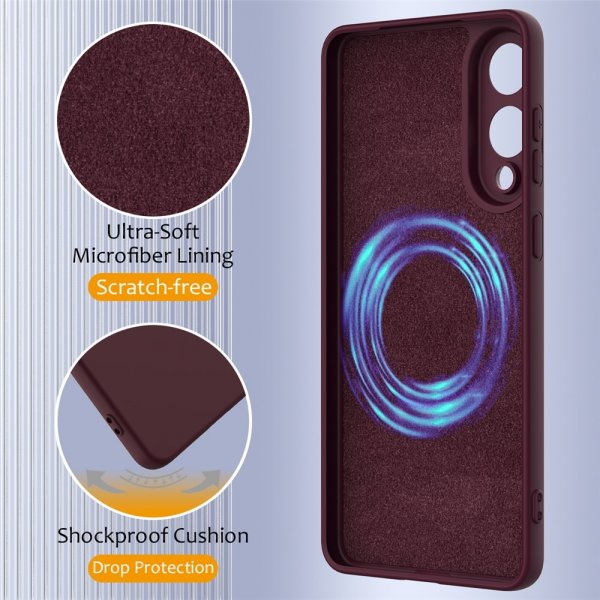 Samsung Galaxy S25 Edge Cover med Strop Silikone MagSafe Vinrød
