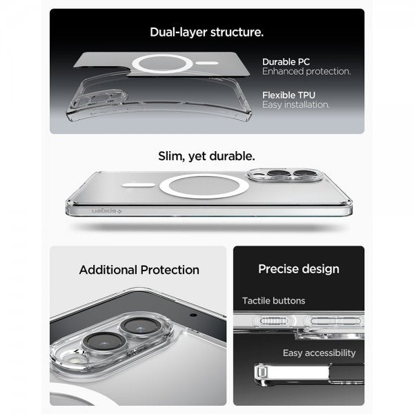 Spigen Samsung Galaxy S25 Edge Cover Ultra Hybrid MagFit Klar Hvid