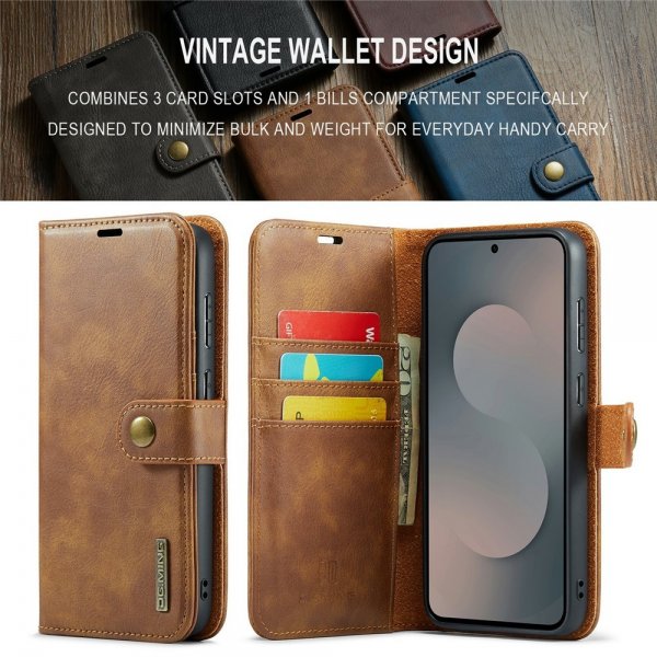 Dg.Ming Samsung Galaxy S25 FE Etui med Aftageligt Cover Brun