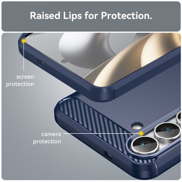 Samsung Galaxy S25 FE Cover Børstet Kulfibertekstur Blå