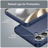 Samsung Galaxy S25 FE Cover Børstet Kulfibertekstur Blå