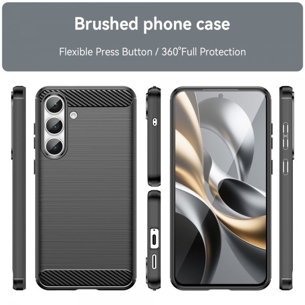 Samsung Galaxy S25 FE Cover Børstet Kulfiber Tekstur Sort
