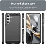 Samsung Galaxy S25 FE Cover Børstet Kulfiber Tekstur Sort