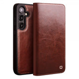 Qialino Samsung Galaxy S25 Etui Ægte Læder Brun