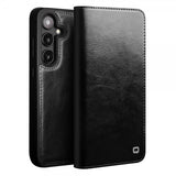 Qialino Samsung Galaxy S25 Etui Ægte Læder Sort
