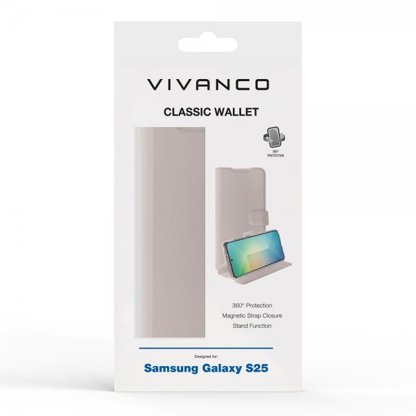 Vivanco Samsung Galaxy S25 Etui Classic Wallet Gråbrun