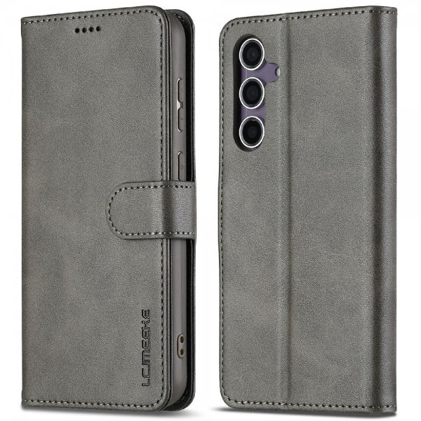 Lc.Imeeke Samsung Galaxy S25 Cover med Kortrum Stativfunktion Grå