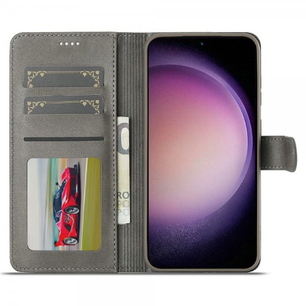Lc.Imeeke Samsung Galaxy S25 Cover med Kortrum Stativfunktion Grå