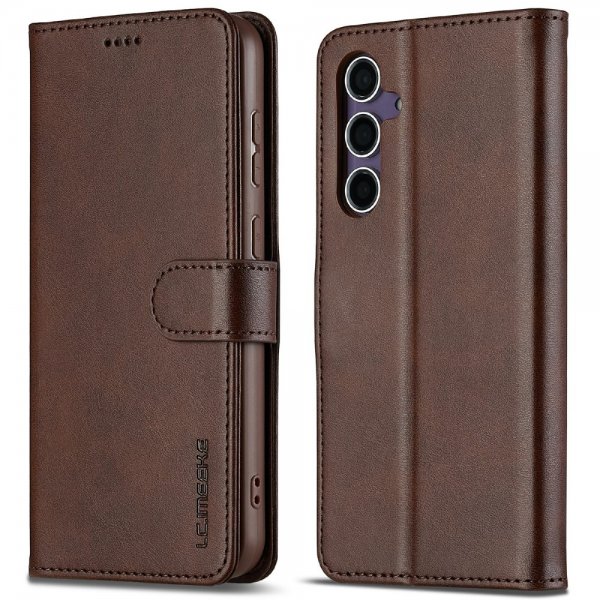 Lc.Imeeke Samsung Galaxy S25 Etui med Kortlomme Stativfunktion Mørkebrun