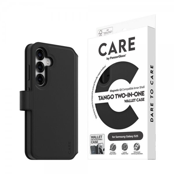 CARE by PanzerGlass Samsung Galaxy S25 Cover Tango Two-in-One Wallet MagSafe Sort
