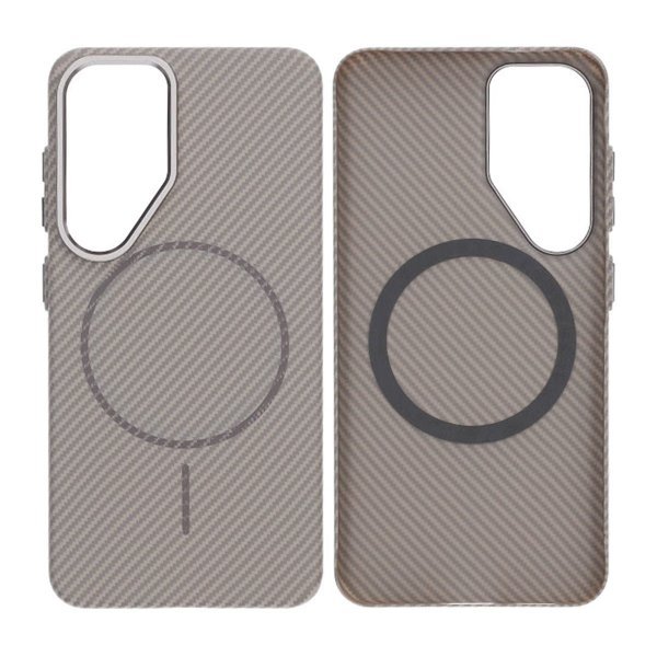 Samsung Galaxy S25 Cover Kulfibermønster MagSafe Grå
