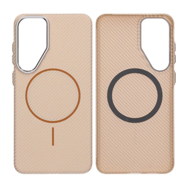Samsung Galaxy S25 Cover Kulfibermønster MagSafe Guld
