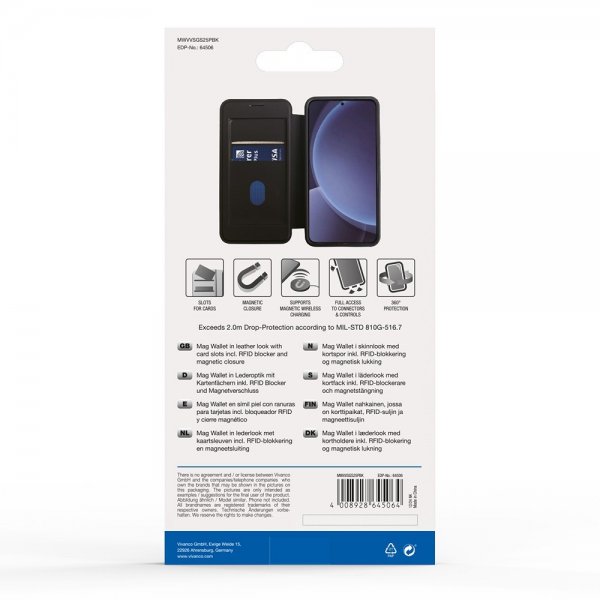 Vivanco Samsung Galaxy S25 Plus Etui Mag Wallet Sort