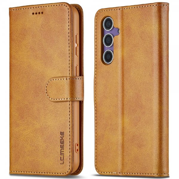 Lc.Imeeke Samsung Galaxy S25 Plus Etui med Kortlomme Stativfunktion Lysebrun