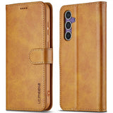 Lc.Imeeke Samsung Galaxy S25 Plus Etui med Kortlomme Stativfunktion Lysebrun
