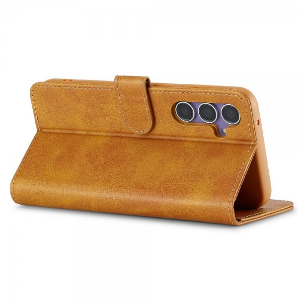 Lc.Imeeke Samsung Galaxy S25 Plus Etui med Kortlomme Stativfunktion Lysebrun