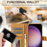 Lc.Imeeke Samsung Galaxy S25 Plus Etui med Kortlomme Stativfunktion Lysebrun