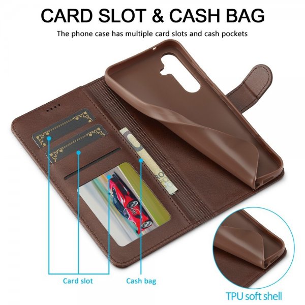 Lc.Imeeke Samsung Galaxy S25 Plus Etui med Kortlomme og Stativfunktion Mørkebrun