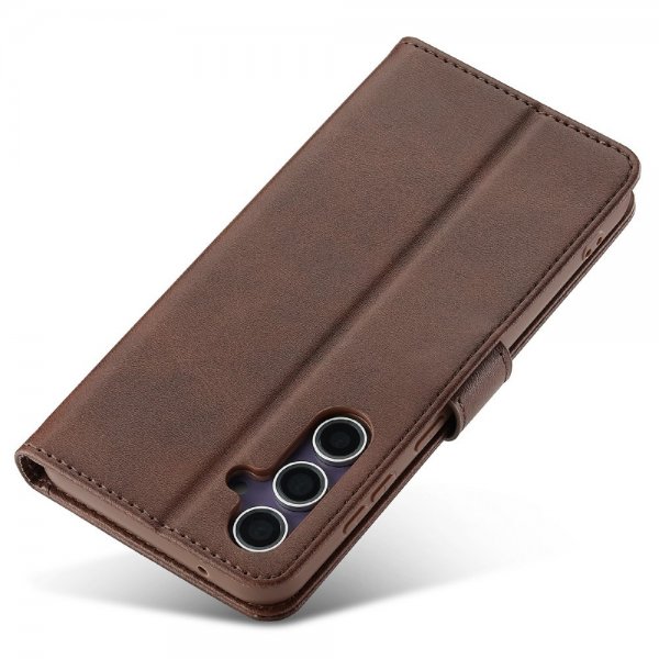 Lc.Imeeke Samsung Galaxy S25 Plus Etui med Kortlomme og Stativfunktion Mørkebrun