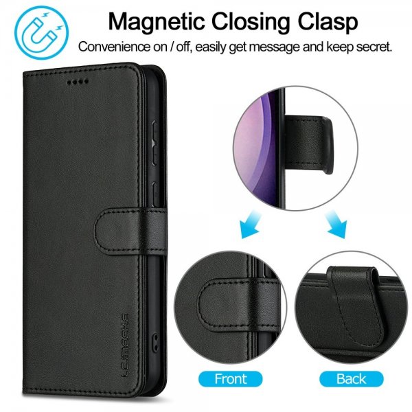 Lc.Imeeke Samsung Galaxy S25 Plus Etui med Kortlomme Stativfunktion Sort