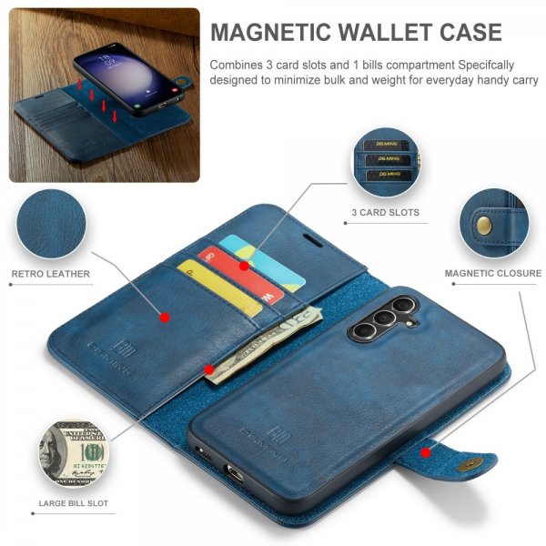 Dg.Ming Samsung Galaxy S25 Plus Etui med Aftageligt Cover Blå