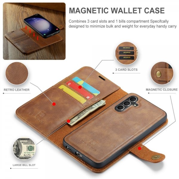 Dg.Ming Samsung Galaxy S25 Plus Etui med Aftageligt Cover Brun