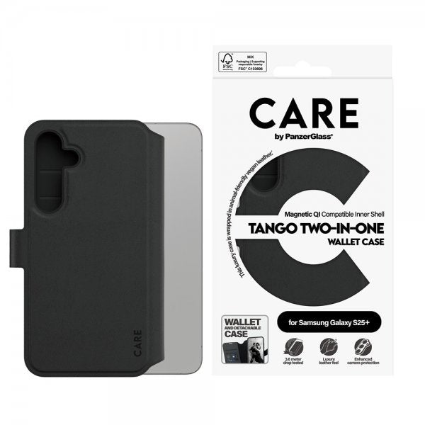 CARE by PanzerGlass Samsung Galaxy S25 Plus Etui Tango Two-in-One Wallet MagSafe Sort