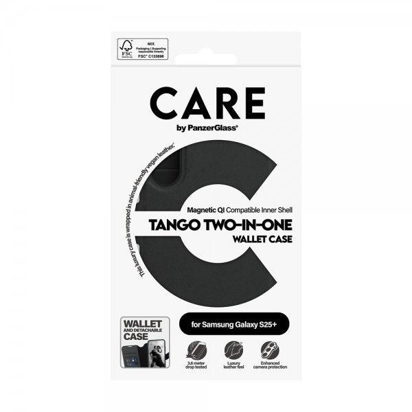 CARE by PanzerGlass Samsung Galaxy S25 Plus Etui Tango Two-in-One Wallet MagSafe Sort