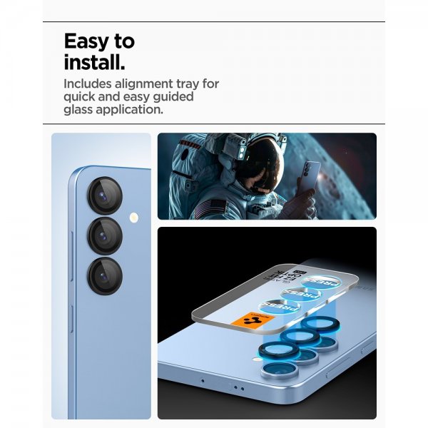 Spigen Samsung Galaxy S25 Plus Kamerabeskyttelse GLAS.tR EZ Fit Optik Pro 2-pak Sort