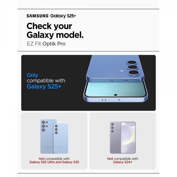 Spigen Samsung Galaxy S25 Plus Kamerabeskyttelse GLAS.tR EZ Fit Optik Pro 2-pak Sort