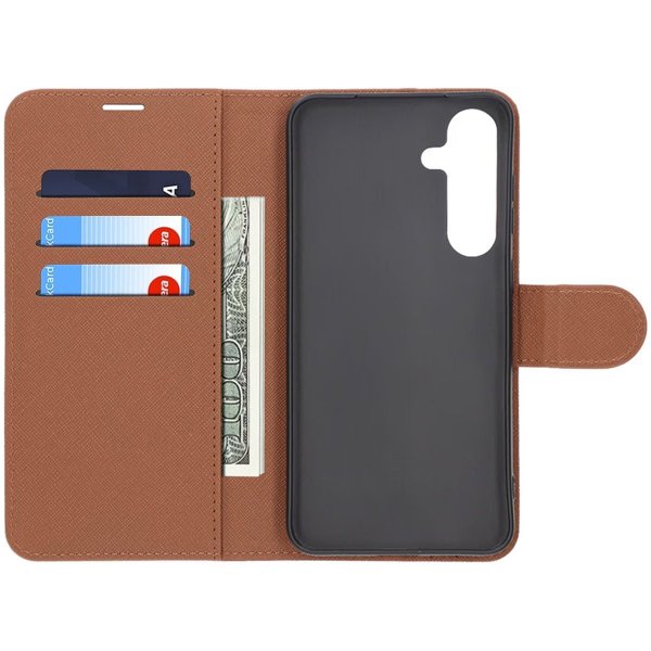 Samsung Galaxy S25 Plus Cover med Kortrum og Stativfunktion i Brun