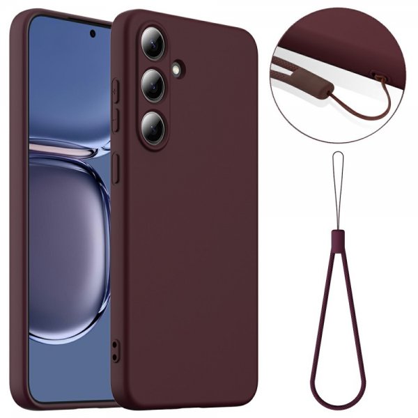 Samsung Galaxy S25 Plus Cover med Rem Silikone MagSafe Vinrød